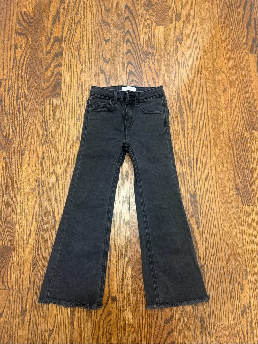 Mango Black Flared Jeans with Raw Hem